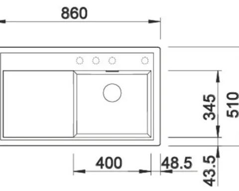 Spüle Blanco ZENAR 45 S 860 x 510 mm vulkangrau 527361 1 Spülbecken Mit Tropffläche Becken rechts