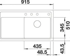 Spüle Blanco ZENAR 5 S 915 x 510 mm vulkangrau 527365 1 Spülbecken Mit Tropffläche Becken rechts