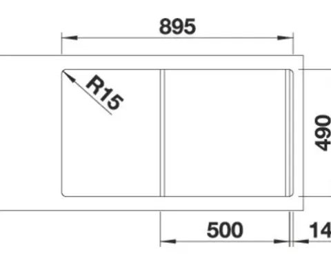 Spüle Blanco ZENAR 5 S 915 x 510 mm vulkangrau 527365 1 Spülbecken Mit Tropffläche Becken rechts