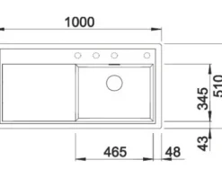 Spüle Blanco ZENAR XL 6 S 1000 x 510 mm schwarz 526059 Mit Tropffläche Becken links
