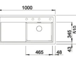 Spüle Blanco ZENAR XL 6 S 1000 x 510 mm schwarz 526062 Becken rechts