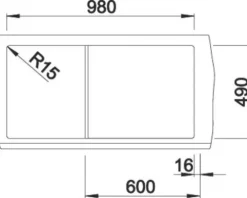 Spüle Blanco ZENAR XL 6 S 1000 x 510 mm vulkangrau 527370 1 Spülbecken Mit Tropffläche Becken links