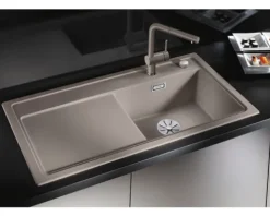 Spüle Blanco ZENAR XL 6 S 1000 x 510 mm vulkangrau 527370 1 Spülbecken Mit Tropffläche Becken links