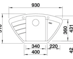 Spüle Blanco ZIA 9 E 930 510 mm vulkangrau 527394