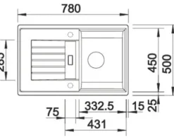 Spüle Blanco ZIA 45 S 780 500 mm softweiß 527199