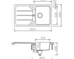 Spüle SCHOCK Formhaus D-100 A 860 x 500 mm nero FOMD100AGNE