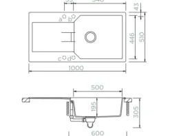 Spüle SCHOCK Manhattan D-100L A 1000 x 510 mm croma MAND100LAGCR