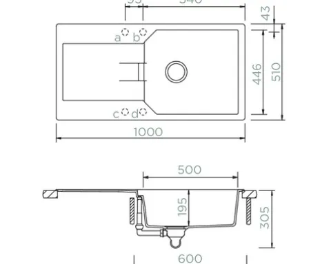 Spüle SCHOCK Manhattan D-100L A 1000 x 510 mm croma MAND100LAGCR
