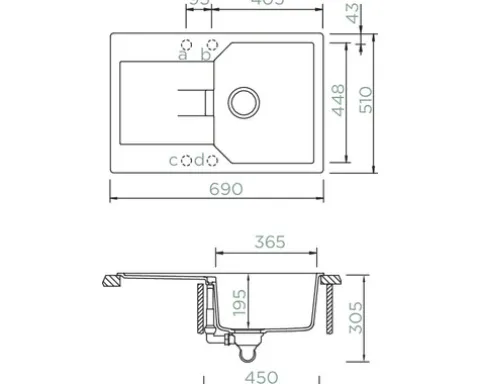 Spüle SCHOCK Manhattan D-100S A 690 x 510 mm nero MAND100SAGNE