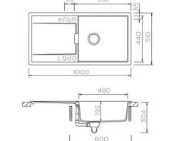 Spüle SCHOCK Mono D-100L A 1000 x 510 mm beige MOND100LATWI