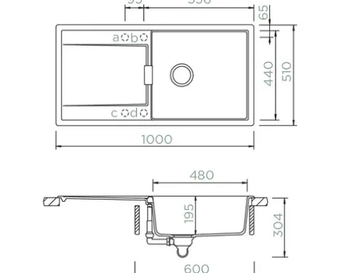 Spüle SCHOCK Mono D-100L A 1000 x 510 mm beige MOND100LATWI