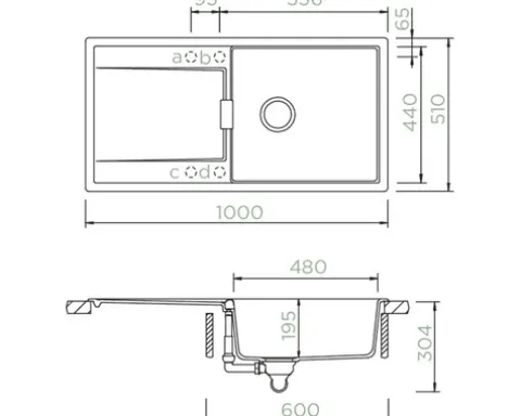 Spüle SCHOCK Mono D-100L A 1000 x 510 mm ivy MOND100LAIVY