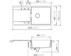 Spüle SCHOCK Mono D-100L A 1000 x 510 mm puro MOND100LAPUR