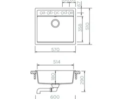 Spüle SCHOCK Mono N-100 A 570 x 510 mm beige MONN100ATWI