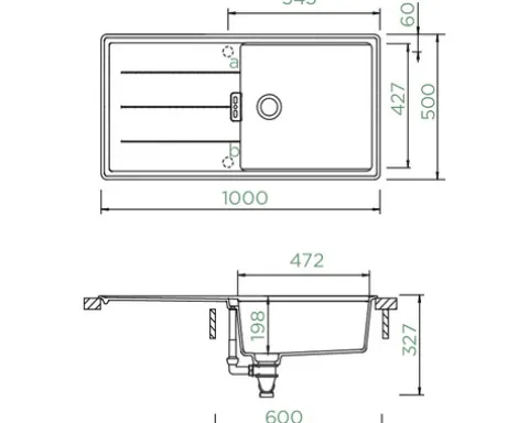 Spüle SCHOCK Tia D-100L A 1000 x 500 mm silverstone TIAD100LASIL