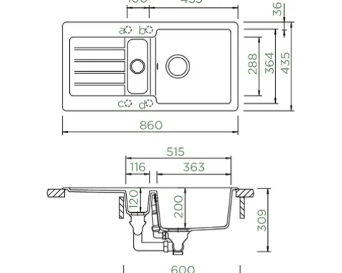 Spüle SCHOCK Typos D-150S A 860 x 435 mm nero TYPD150SAGNE