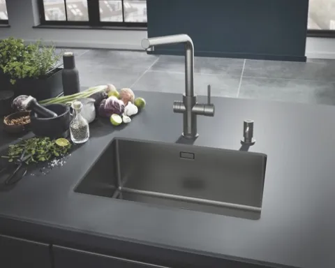 Spülmittelspender Grohe Cosmopolitan hard graphite gebürstet 40535AL0