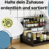 Spülschrank Organizer schmal ausziehbar Küche Metall 2 Etagen unter Waschbecken Regal Küchen Organizer Gewürzregale Organizer für Badezimmer schwarz