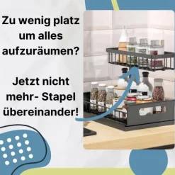Spülschrank Organizer schmal ausziehbar Küche Metall 2 Etagen unter Waschbecken Regal Küchen Organizer Gewürzregale Organizer für Badezimmer schwarz