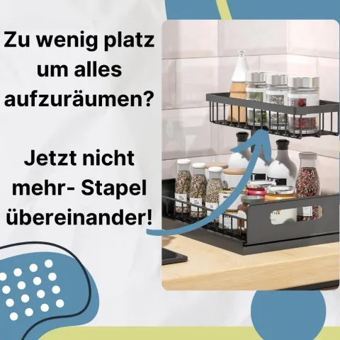 Spülschrank Organizer schmal ausziehbar Küche Metall 2 Etagen unter Waschbecken Regal Küchen Organizer Gewürzregale Organizer für Badezimmer schwarz