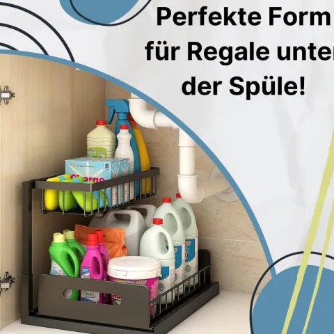 Spülschrank Organizer schmal ausziehbar Küche Metall 2 Etagen unter Waschbecken Regal Küchen Organizer Gewürzregale Organizer für Badezimmer schwarz
