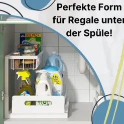 Spülschrank Organizer schmal ausziehbar Küche Metall 2 Etagen unter Waschbecken Regal Küchen Organizer Gewürzregale Organizer für Badezimmer weiß