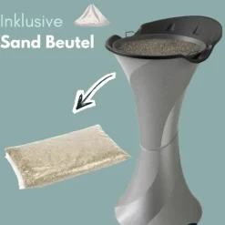 Standaschenbecher für Draußen Aschenbecher Outdoor Wetterfest Stand Aschenbecher für Draussen Standascher Säulenascher für Terrassen Balkone Stehaschenbecher Silber