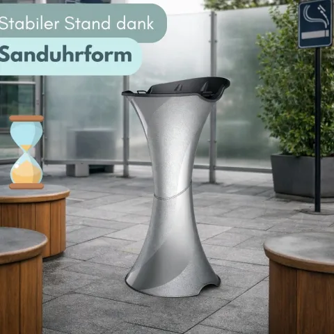 Standaschenbecher für Draußen Aschenbecher Outdoor Wetterfest Stand Aschenbecher für Draussen Standascher Säulenascher für Terrassen Balkone Stehaschenbecher Schwarz