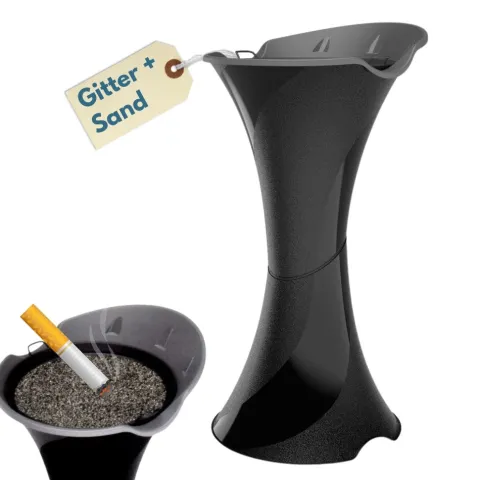 Standaschenbecher für Draußen Aschenbecher Outdoor Wetterfest Stand Aschenbecher für Draussen Standascher Säulenascher für Terrassen Balkone Stehaschenbecher Schwarz