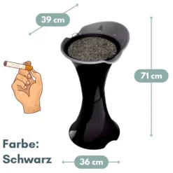 Standaschenbecher für Draußen Aschenbecher Outdoor Wetterfest Stand Aschenbecher für Draussen Standascher Säulenascher für Terrassen Balkone Stehaschenbecher Schwarz
