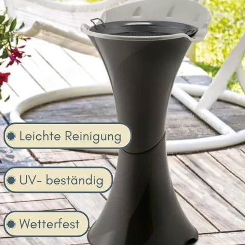 Standaschenbecher für Draußen Aschenbecher Outdoor Wetterfest Stand Aschenbecher für Draussen Standascher Säulenascher für Terrassen Balkone Stehaschenbecher Schwarz