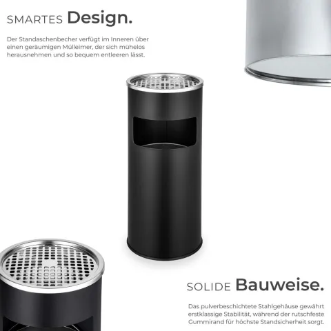 Standaschenbecher tectake 25 x 61 cm rund schwarz