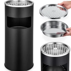 Standaschenbecher tectake 25 x 61 cm rund schwarz