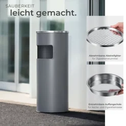 Standaschenbecher tectake 25 x 61 cm rund anthrazit