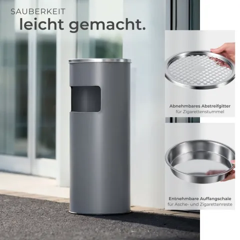 Standaschenbecher tectake 25 x 61 cm rund anthrazit