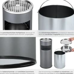 Standaschenbecher tectake 25 x 61 cm rund anthrazit