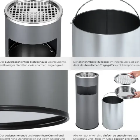 Standaschenbecher tectake 25 x 61 cm rund anthrazit