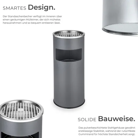 Standaschenbecher tectake 25 x 61 cm rund anthrazit