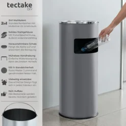 Standaschenbecher tectake 25 x 61 cm rund anthrazit