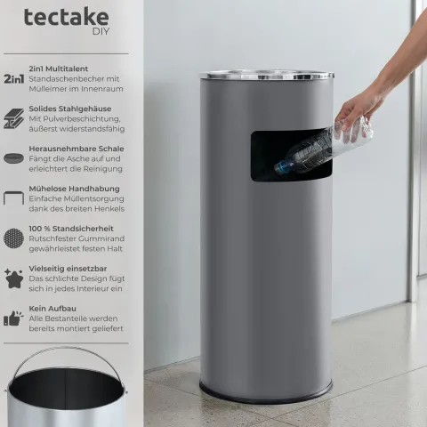 Standaschenbecher tectake 25 x 61 cm rund anthrazit