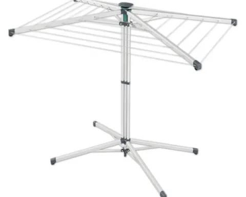 Standwäscheschirm, Wäscheständer Leifheit LinoPop Up 140, platzsparend für Camping oder kleine Balkone/Gärten