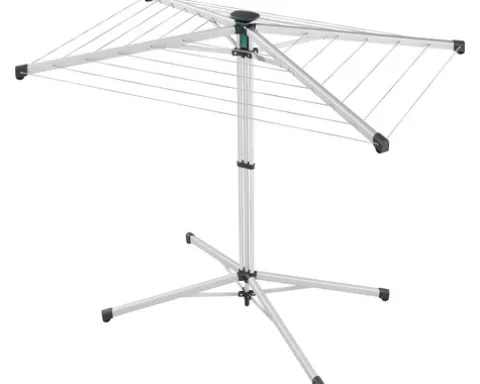 Standwäscheschirm, Wäscheständer Leifheit LinoPop Up 140, platzsparend für Camping oder kleine Balkone/Gärten