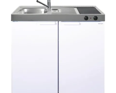 Stengel-Küchen Miniküche mit Geräten Kitchenline 100 cm weiß glänzend vormontiert Variante links 1110000004100