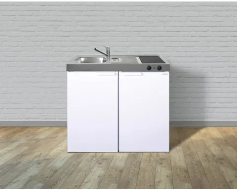 Stengel-Küchen Miniküche mit Geräten Kitchenline 100 cm weiß glänzend vormontiert Variante links 1110000004100