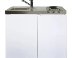 Stengel-Küchen Miniküche mit Geräten Easyline 100 cm weiß glänzend vormontiert Variante links 1410000002300