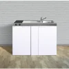 Stengel-Küchen Miniküche mit Geräten Kitchenline 120 cm weiß glänzend vormontiert Variante rechts 1112000103100