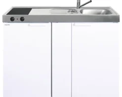 Stengel-Küchen Miniküche mit Geräten Kitchenline 120 cm weiß glänzend vormontiert Variante rechts 1112000103100