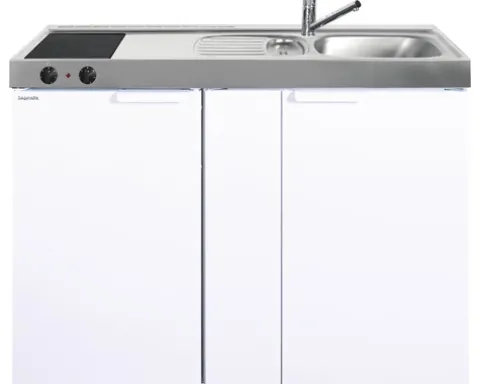 Stengel-Küchen Miniküche mit Geräten Kitchenline 120 cm weiß glänzend vormontiert Variante rechts 1112000103100