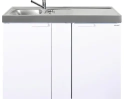 Stengel-Küchen Miniküche mit Geräten Kitchenline 120 cm weiß glänzend vormontiert Variante links 1112000106100
