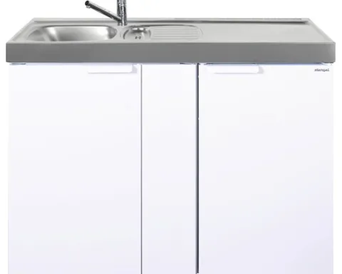 Stengel-Küchen Miniküche mit Geräten Kitchenline 120 cm weiß glänzend vormontiert Variante links 1112000106100